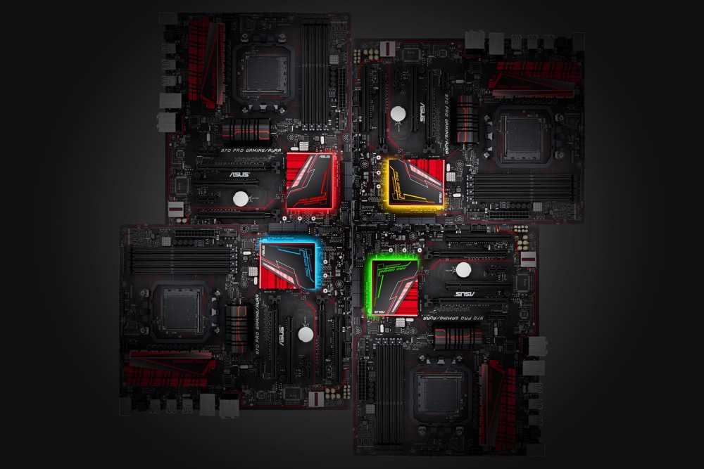 ASUS 970 Pro Gaming Aura搭載華碩獨家開發的全新Aura RGB燈光技術，提供使用者炫麗功.jpg